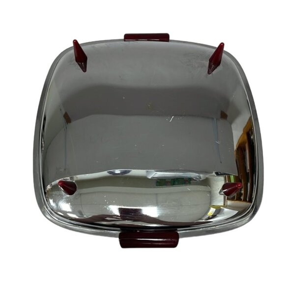 Mid-Century Modern MCM Glo Hill Pedestal Chrome Tray with Bakelite Handles - Picture 4 of 5